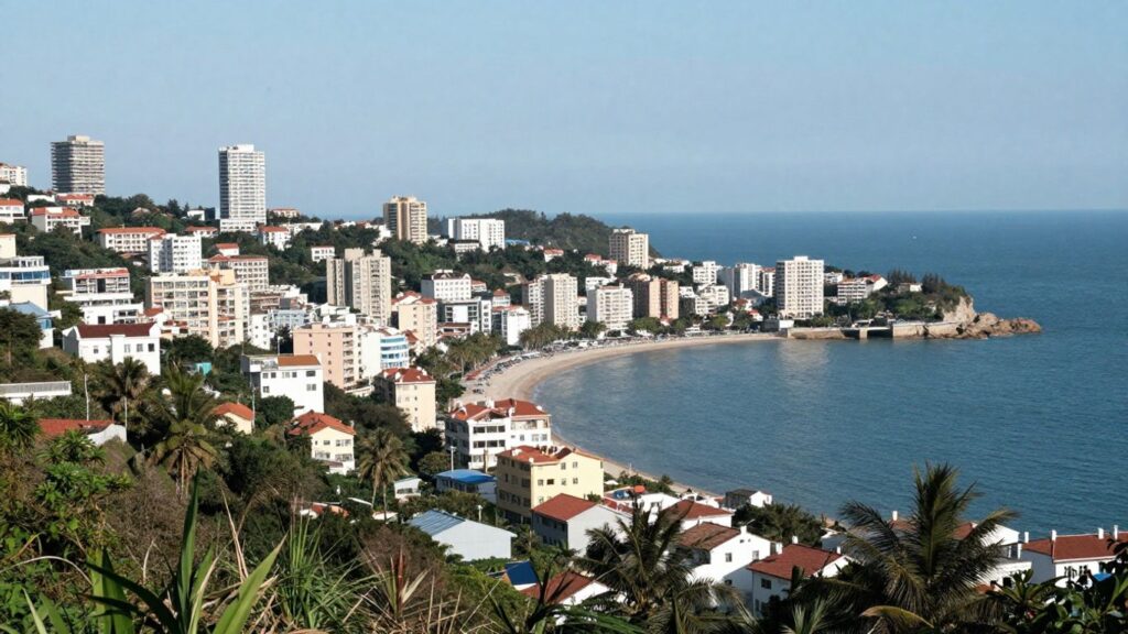 Urbanisation côtière empiétant sur le littoral.