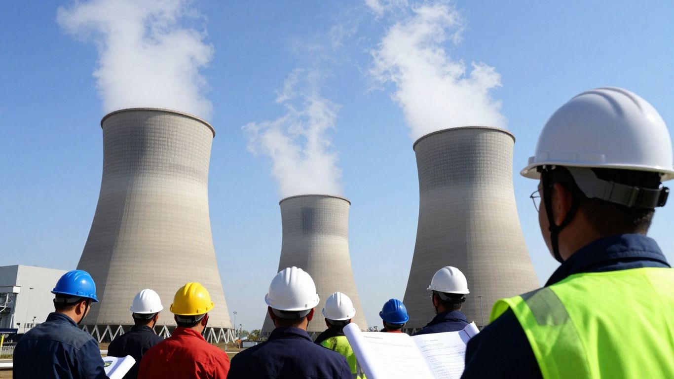 Central nucléaire avec des travailleurs