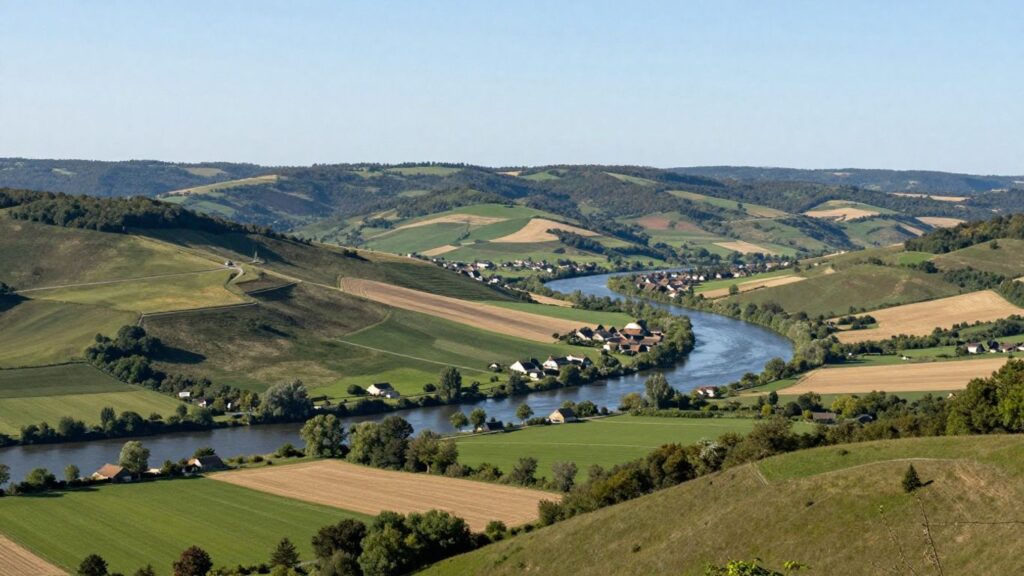 Paysages de la Creuse : collines, champs et rivière