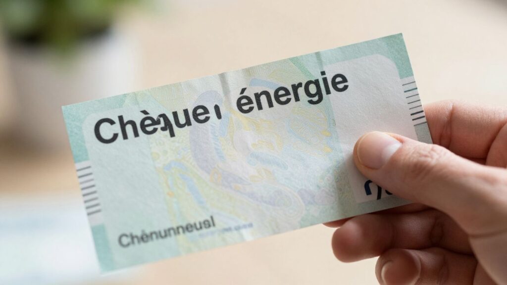 Main de personne tenant un chèque énergie français.