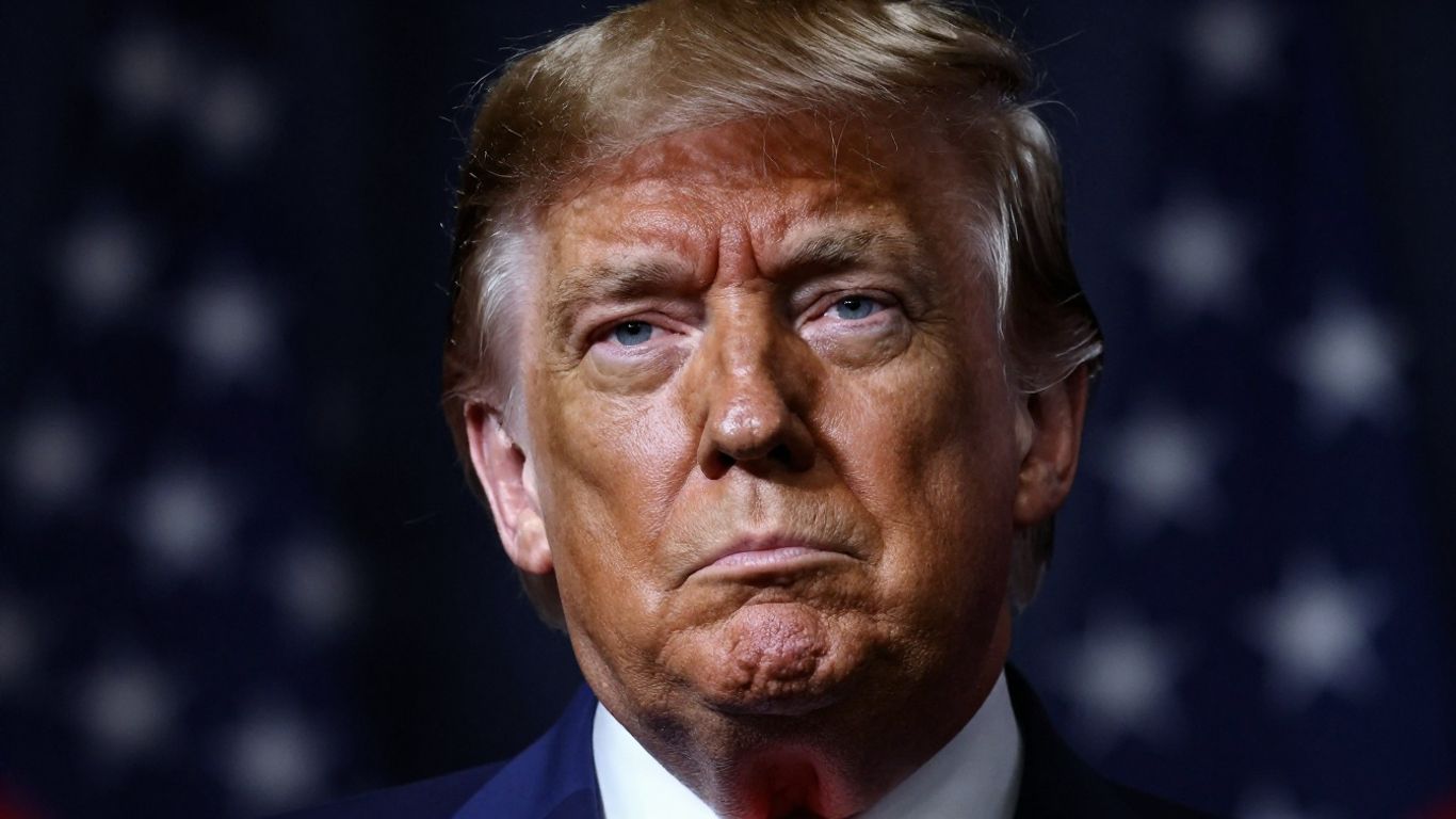 Donald Trump visage sévère, gros plan