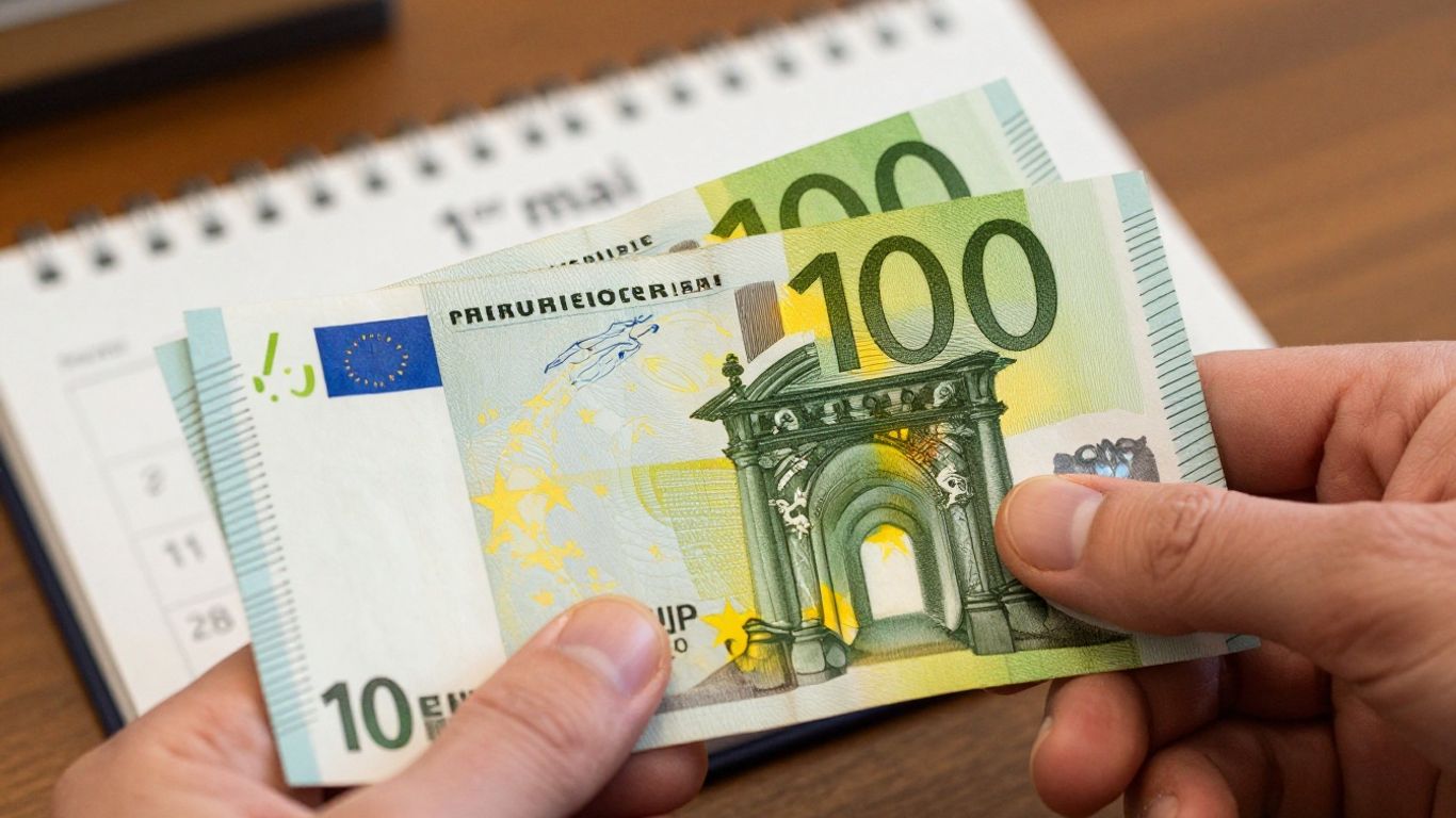 Main tenant des billets d'euros le 1er mai.