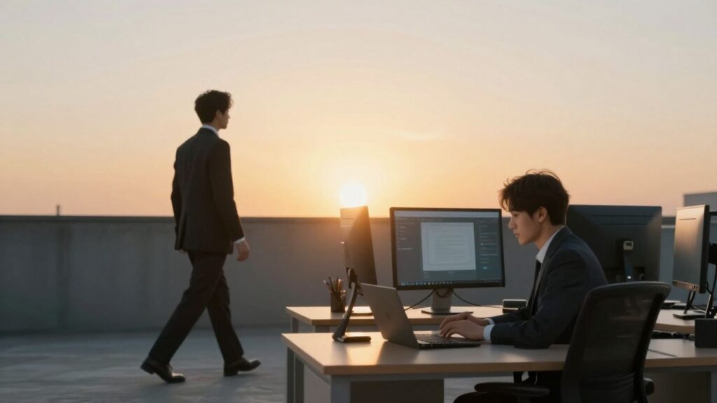 Personne choisissant entre travail et retraite.