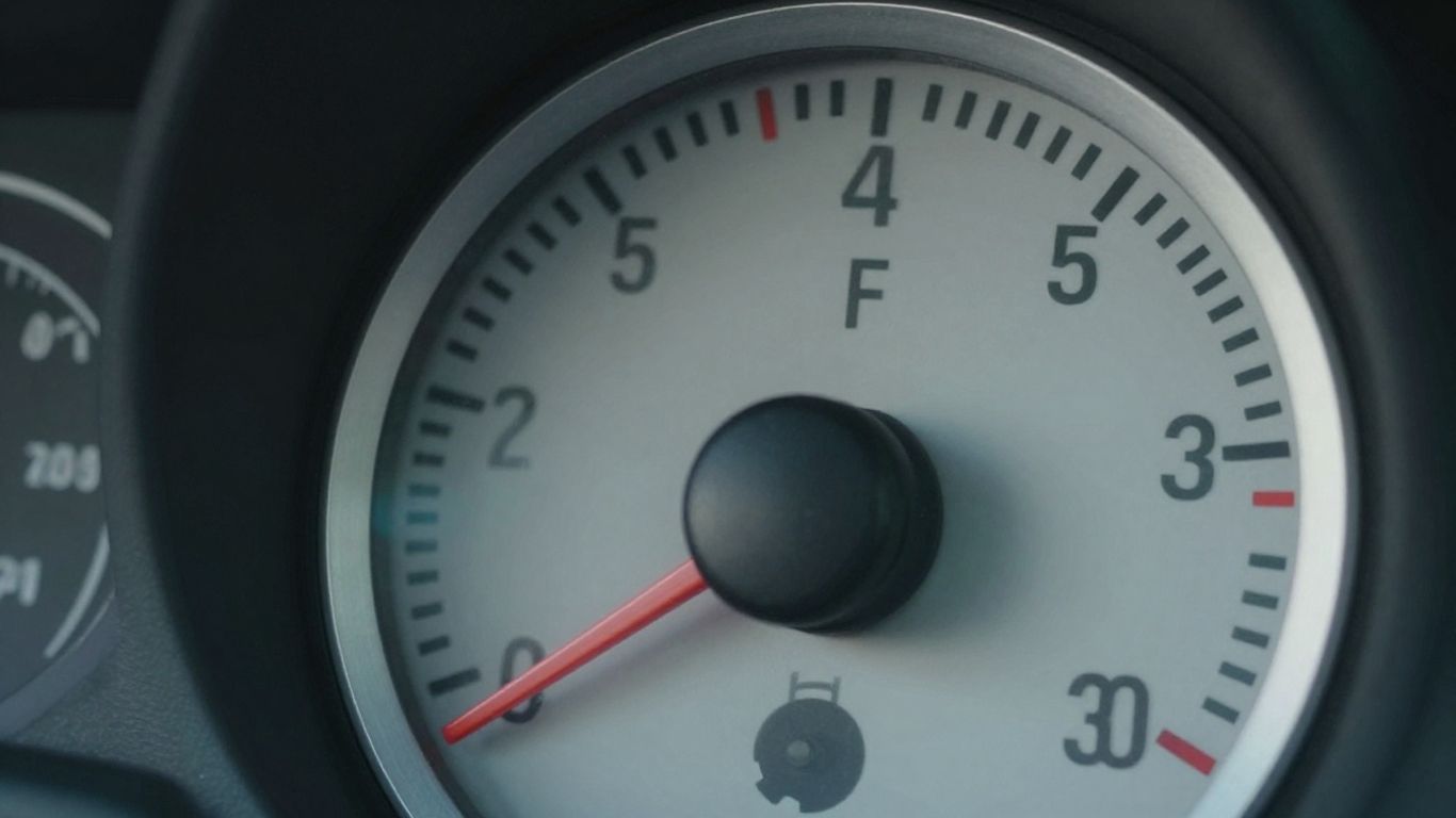 Jauge de carburant d'une voiture montant vers le plein.