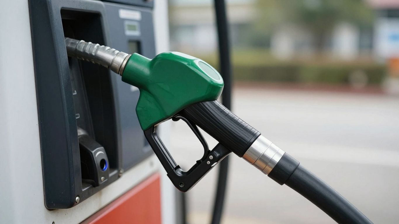 Pompe à essence avec du carburant qui coule.