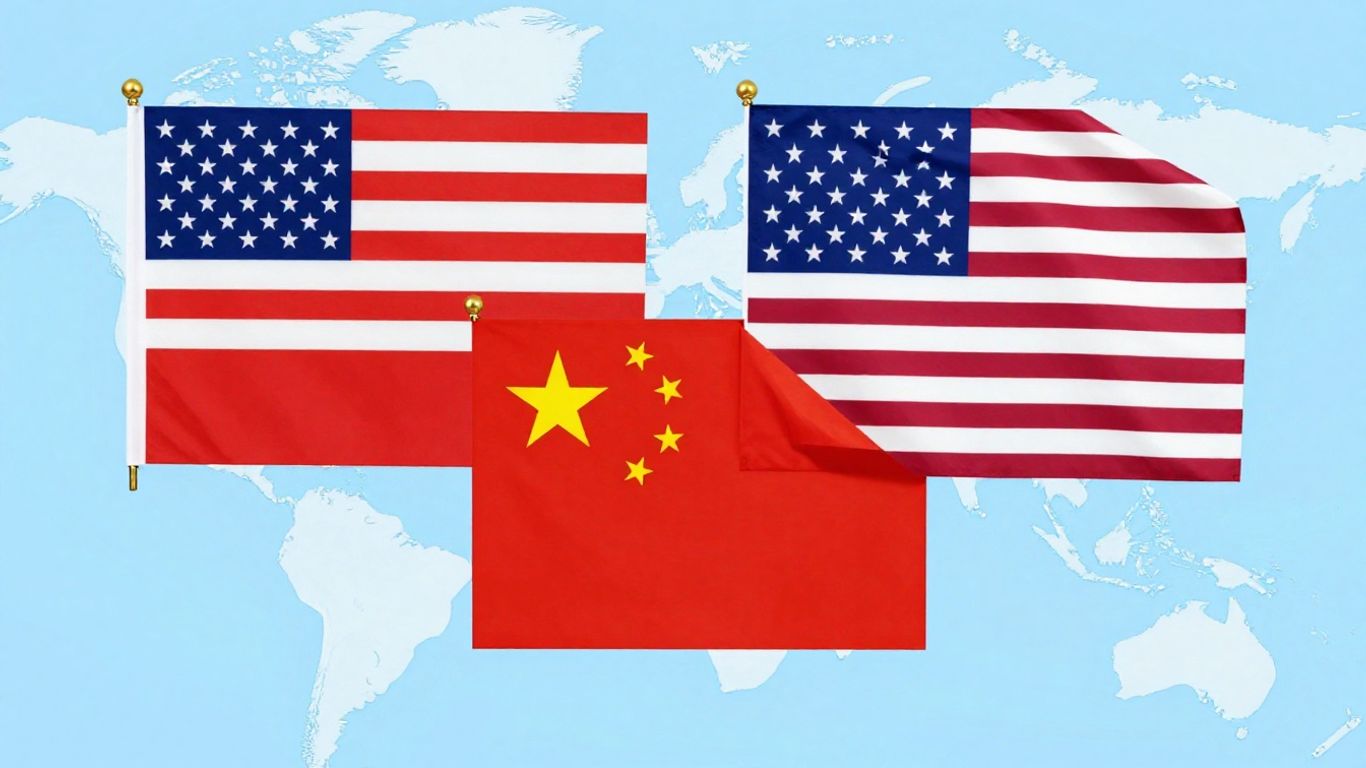 Drapeaux de la Chine et des États-Unis côte à côte.