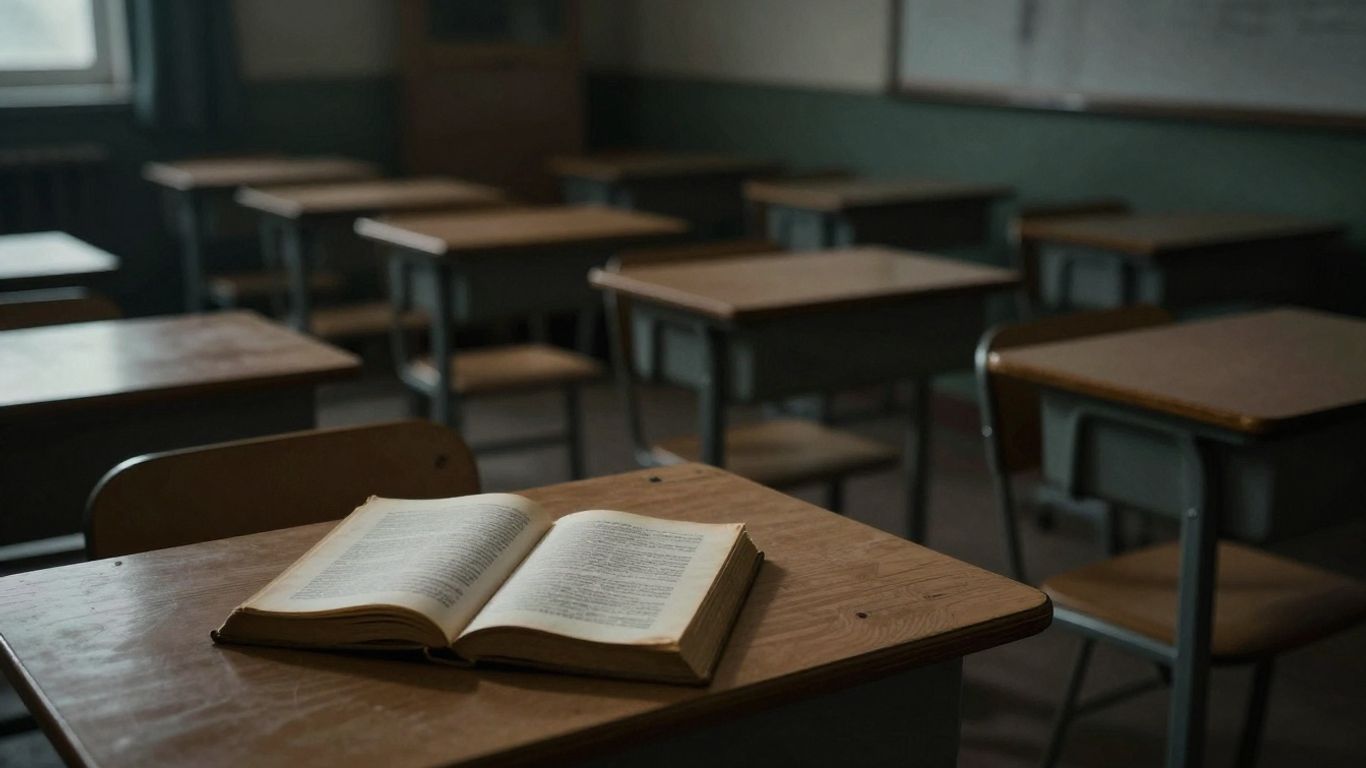 Salle de classe vide dans une école privée.
