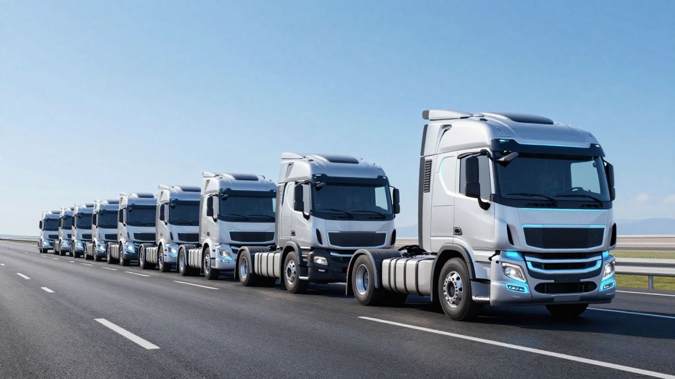 Camions électriques sur une autoroute en transition.