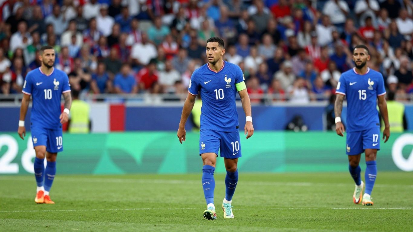 Équipe de France de football sur le terrain avant la Coupe du Monde.