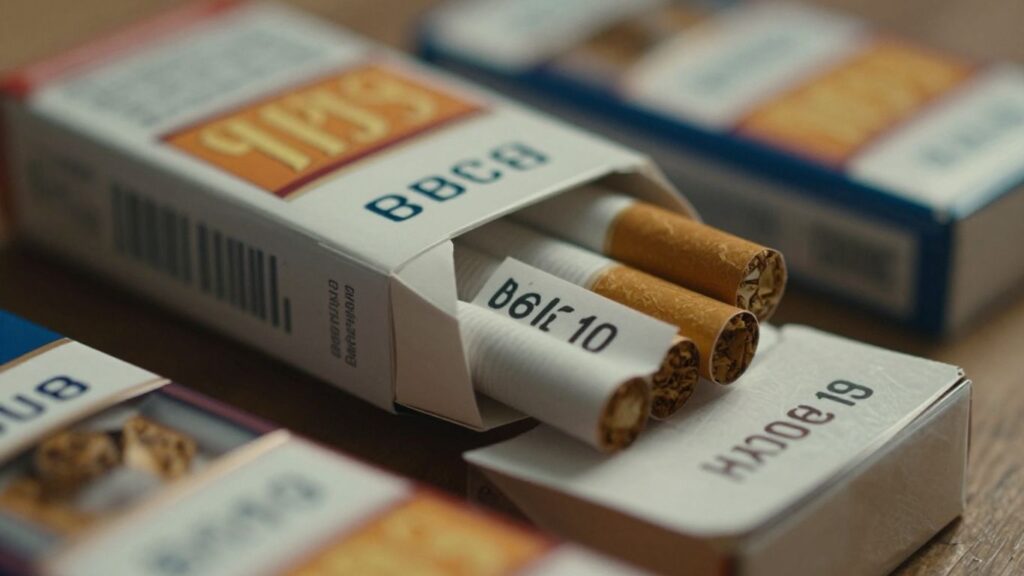 Paquets de cigarettes avec une étiquette de prix.