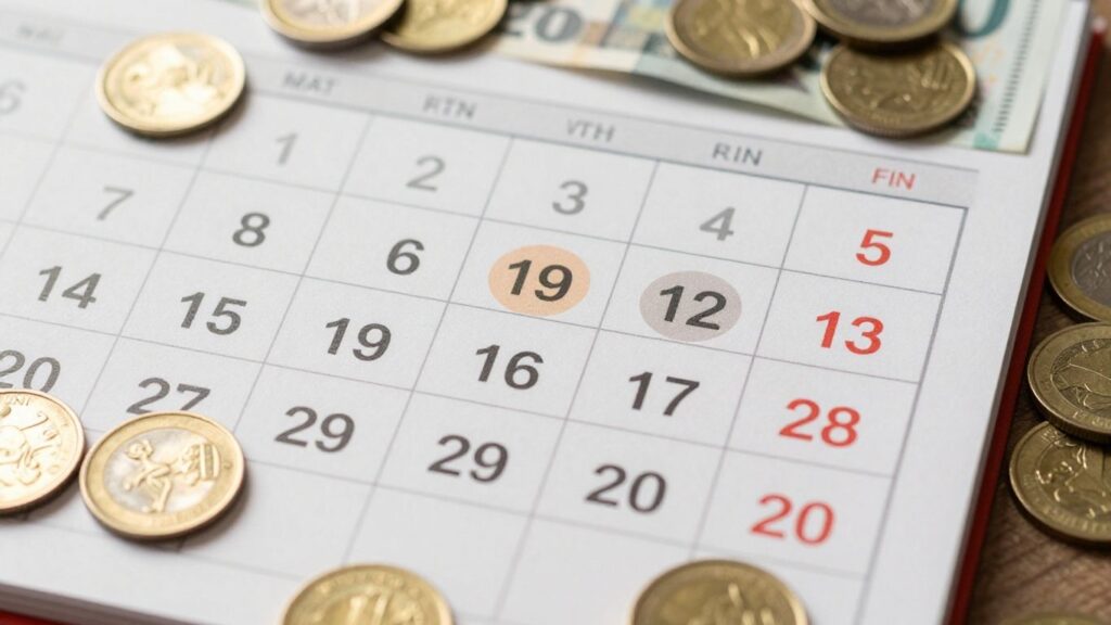 Calendrier des paiements CAF 2026 avec des pièces
