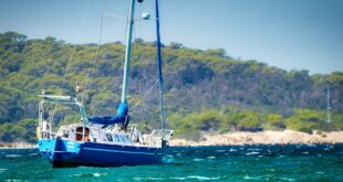 Bateau au large de la côte de Porquerolles