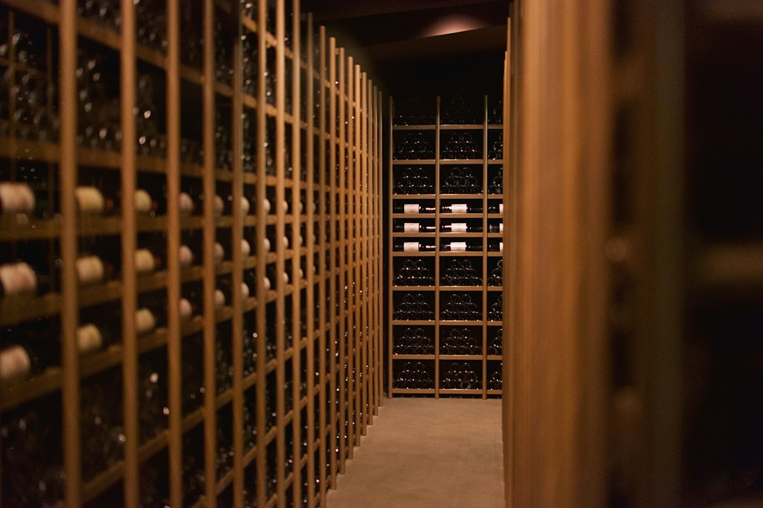 Cave remplie de bouteilles de vin