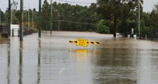 Arrêté de catastrophe naturelle : route inondée (illustration)